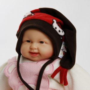 Zipfelmütze "Kitty" rot/braun Gr. 54/56