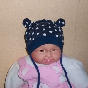 Neugeborenenmütze "Sternengucker" blau/weiß Gr. 34/36