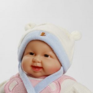 Teddyohrmütze "Jan" hellblau/weiß Gr. 42/44