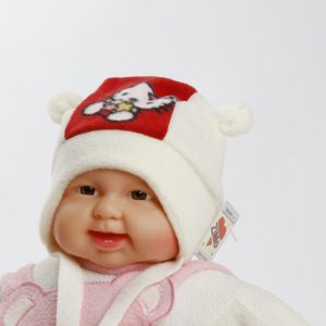 Teddyohrmütze "Kitty" creme/rot Gr. 42/44