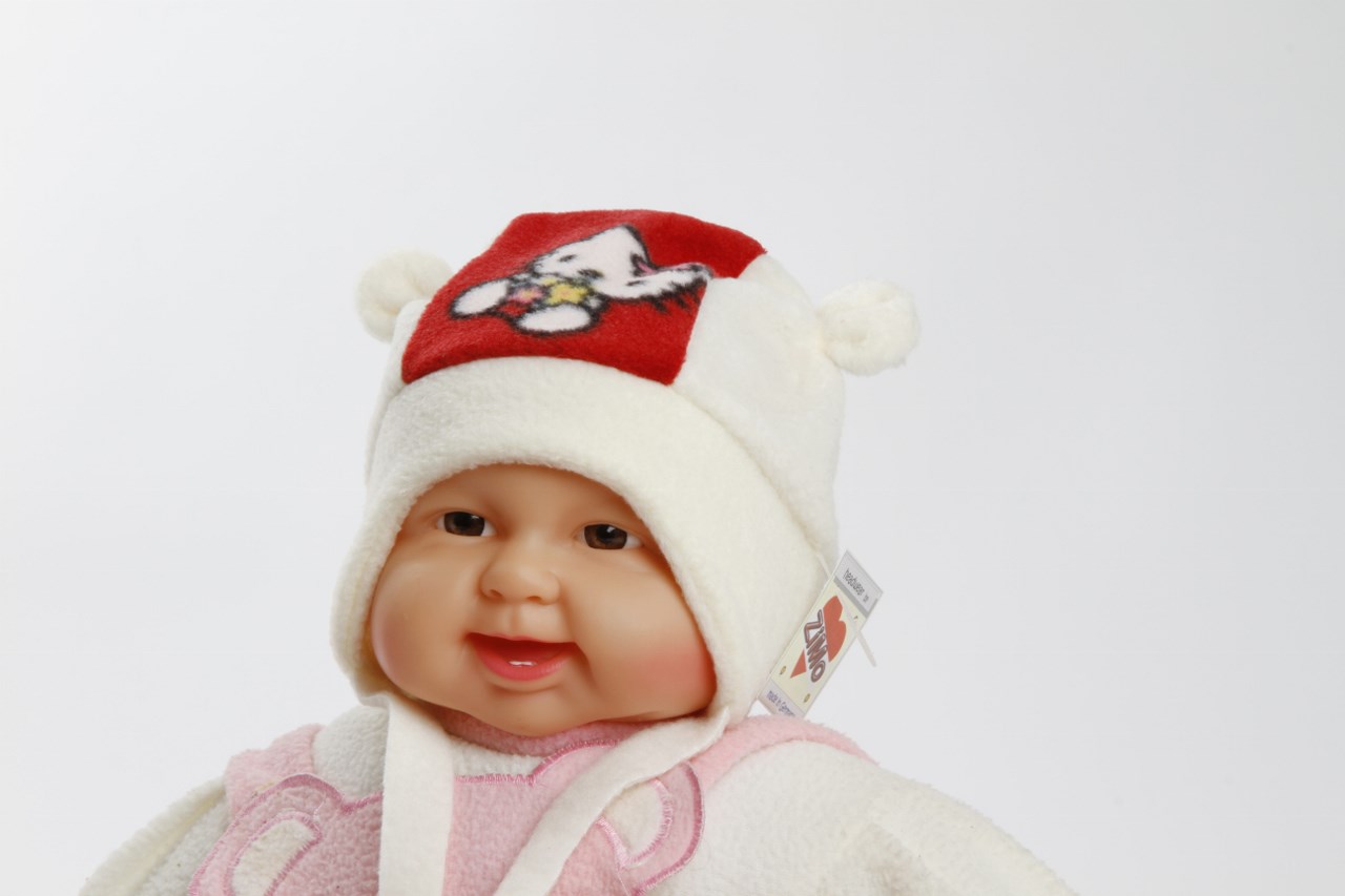 Teddyohrmütze "Kitty" creme/rot Gr. 42/44