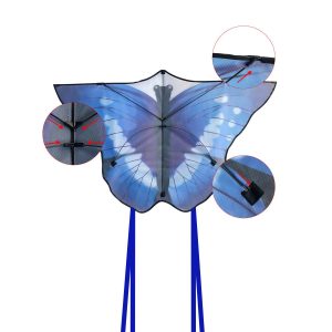 Drachen, Einleiner, Kite für Kind und Erwachsene *Schmetterling blau* inkl. 30m Leine, 130x85cm