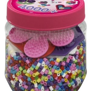 HAMA Dose pink+farbige Platten 4000Stück