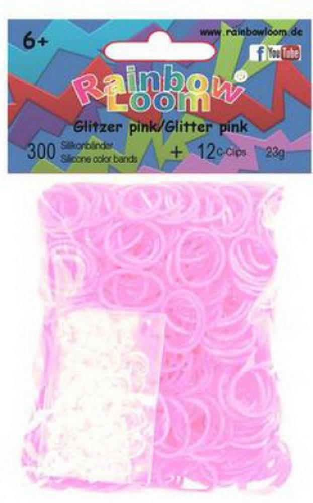 Rainbow Loom Silikon Glitzer pink, 300 Stück, 1 Beutel