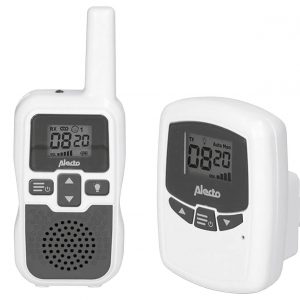 ALECTO Babyphone bis zu 3000 Meter Reichweite DBX-80     Babyeinheit    Elterneinheit mit Gürtelclip    USB - Micro-USB-Ladekabel    Adapter    NI-MH Akku 600 mAh    Bedienungsanleitung NL / EN / DE / FR / ES / IT    Uni