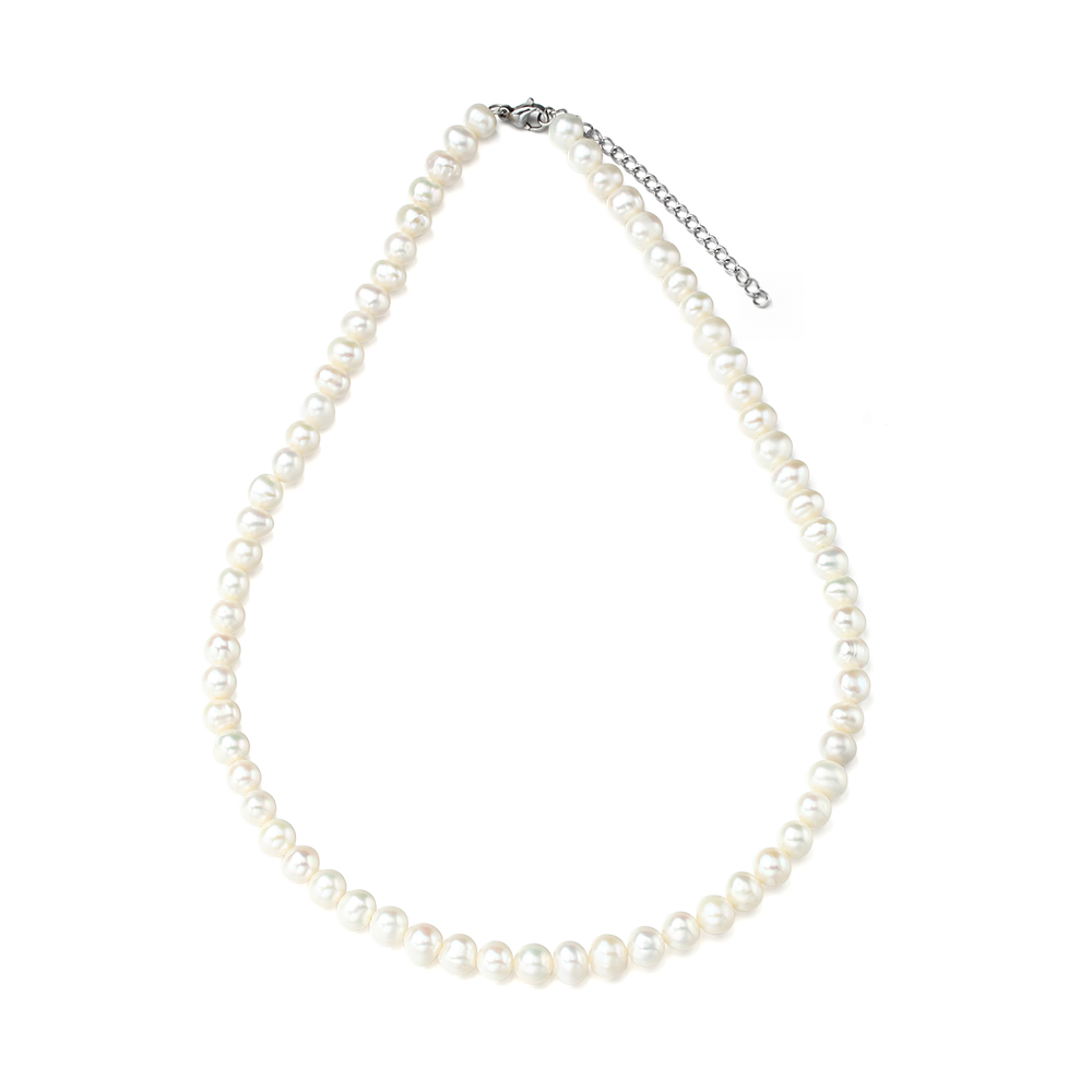 Echte Süßwasserperlenkette weiß 8mm Perlen Zuchtperlen Perlenschmuck