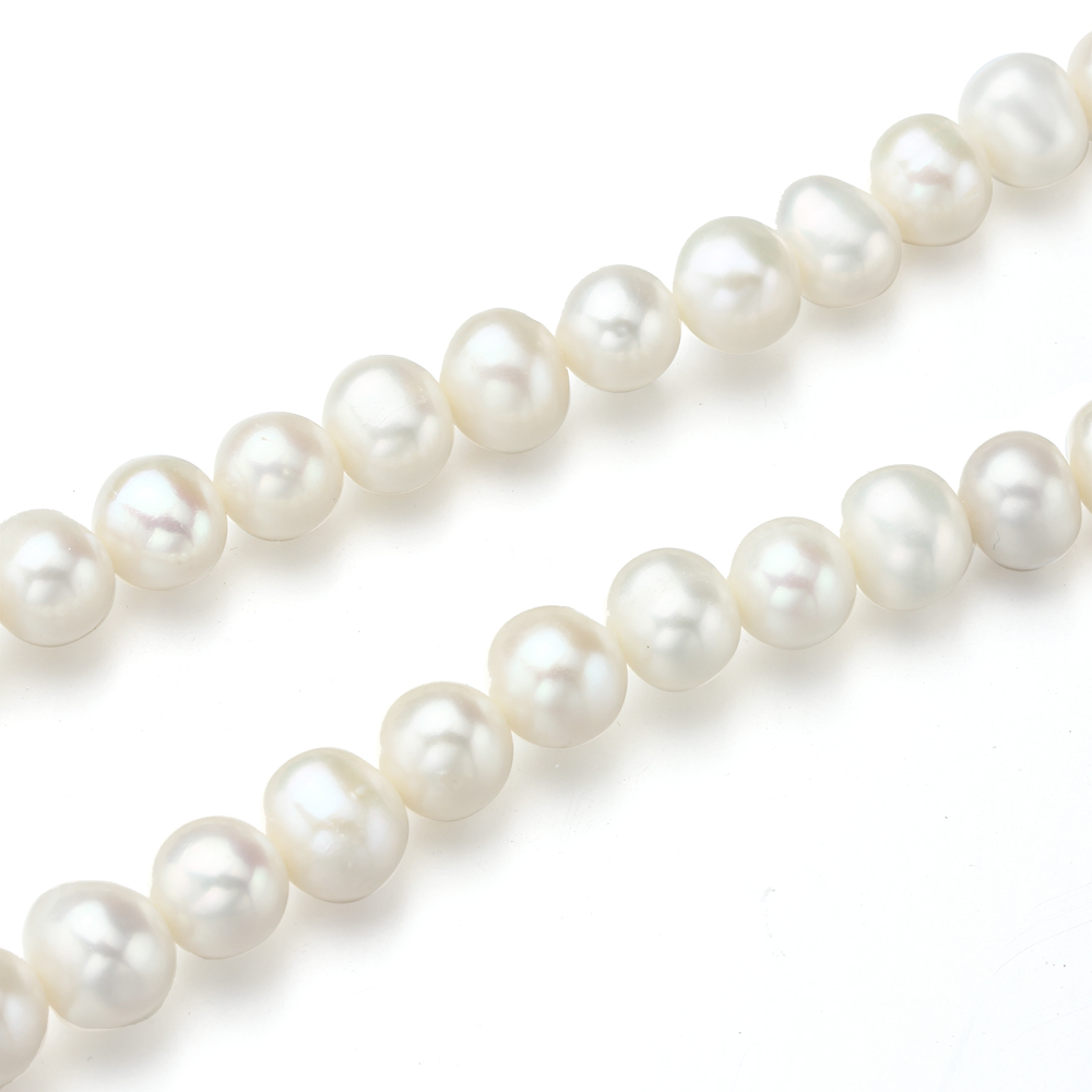 Echte Süßwasserperlenkette weiß 8mm Perlen Zuchtperlen Perlenschmuck – Bild 3